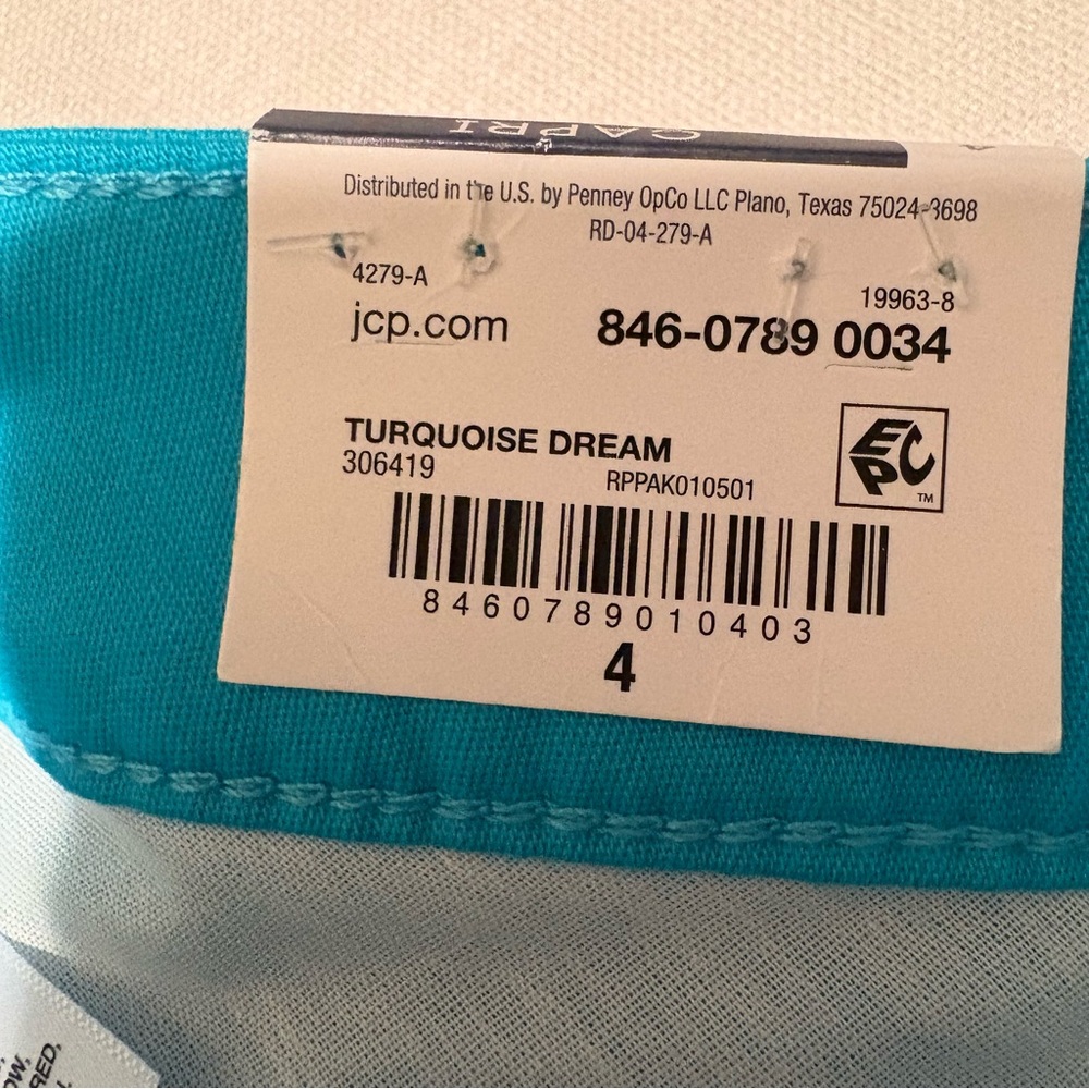 St Johns Bay Capri Pants Women's Size 4 turquoise dream - Picture 12 of 12